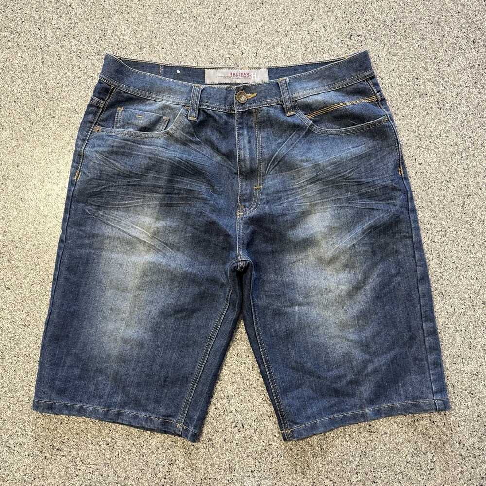 Halifax Jean Shorts Mens 38x13 Flap Pocket Y2K Vintage Hip Hop Streetwear Baggy